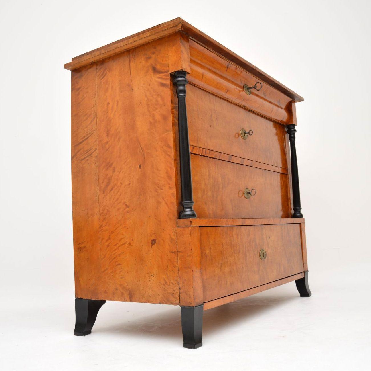 Mid-19th Century Antique Swedish Biedermeier Satin Birch Chest of Drawers