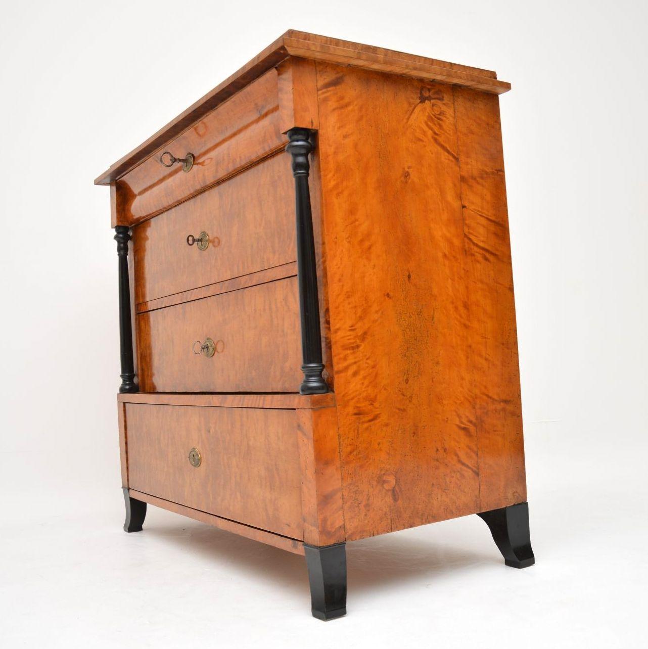 Antique Swedish Biedermeier Satin Birch Chest of Drawers 1