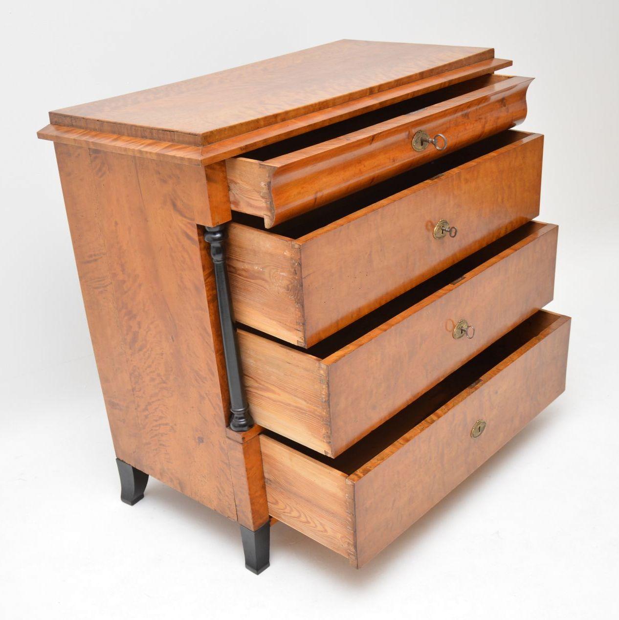 Antique Swedish Biedermeier Satin Birch Chest of Drawers 4