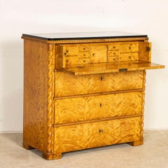 Antique Swedish Biedermeier Secretary Bureau Birch Chest of Drawers