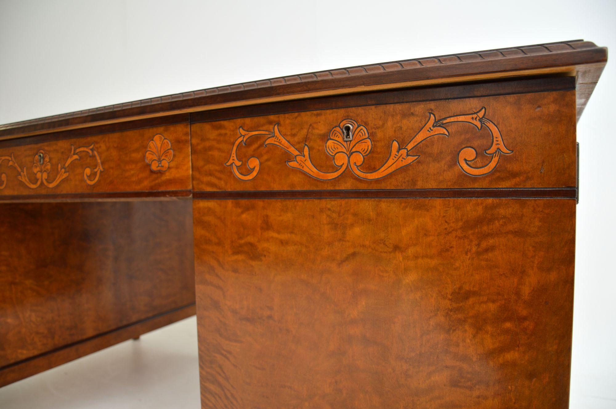 Antique Swedish Biedermeier Style Satin Birch Partners Desk 4