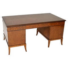 Antique Swedish Biedermeier Style Satin Birch Partners Desk