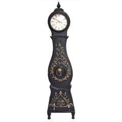Antique Swedish Black and Gold Mora Clock Early 1800s Urn Feet
