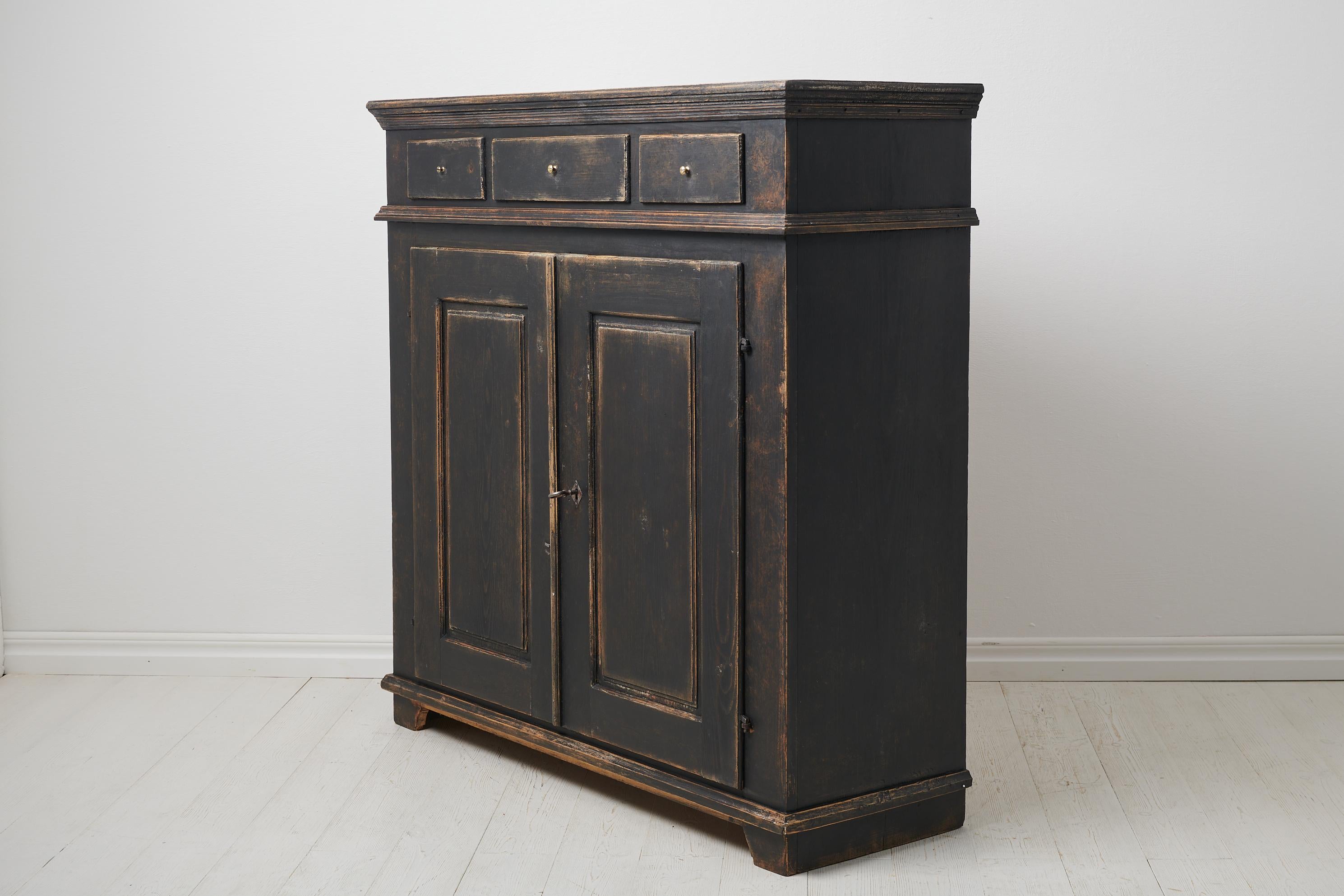 Pine Antique Swedish Black Country House Sideboard For Sale