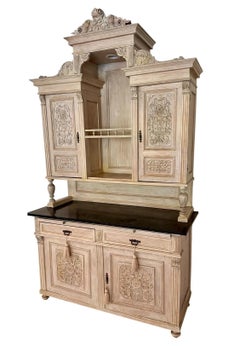 Antiguo Armario Sueco de Caoba Blanqueada y Mármol Conejera