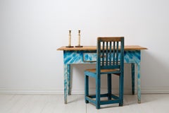 Antique Swedish Blue and White Genuine Country Gustavian Style Side Table