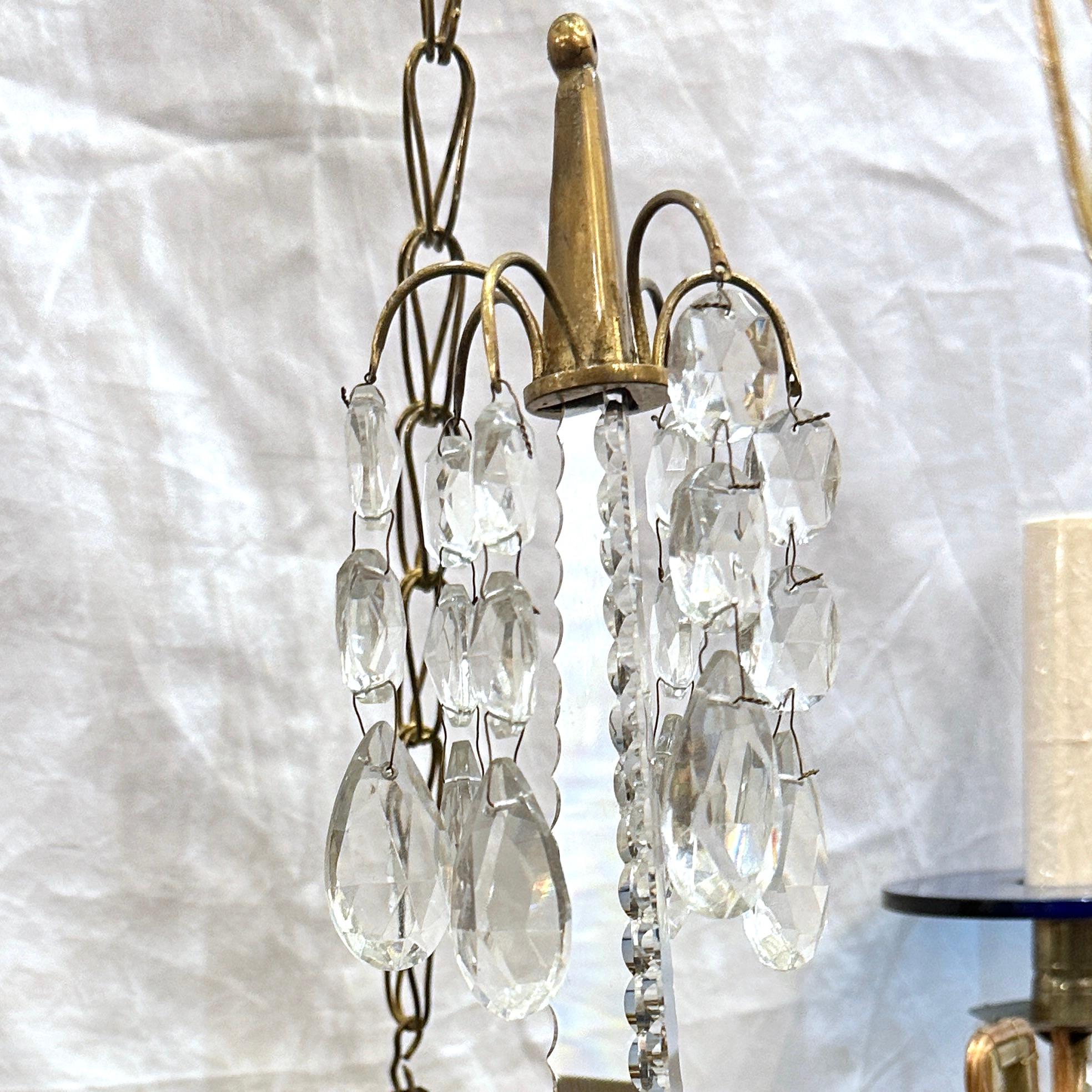 Early 20th Century Antique Swedish Blue Chandelier For Sale