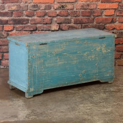 Antique Swedish Blue Painted Trunk