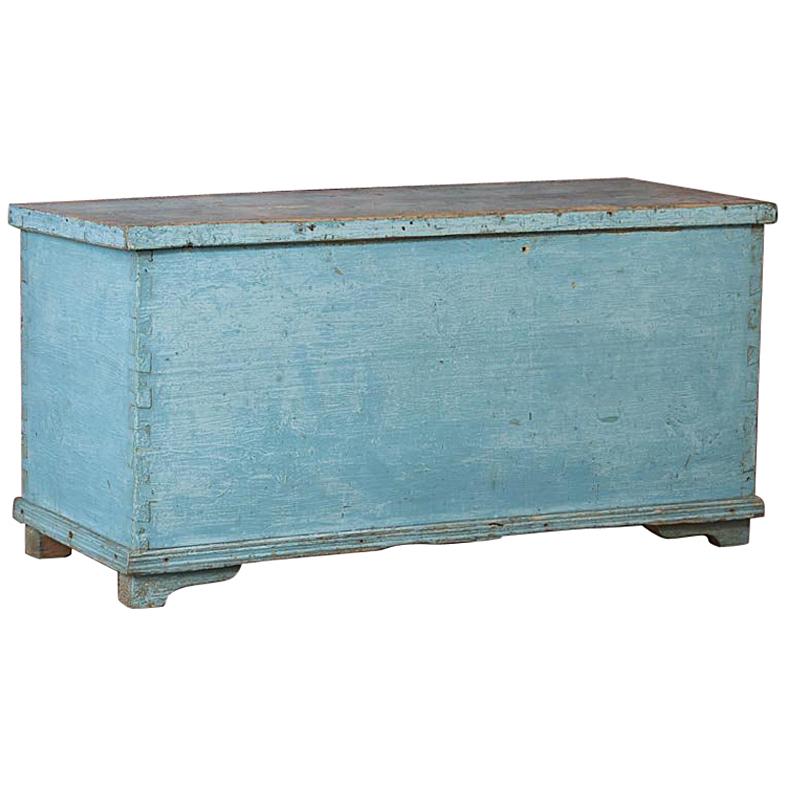 Antique Swedish Blue Painted Trunk