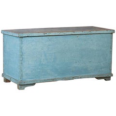 Antique Swedish Blue Painted Trunk