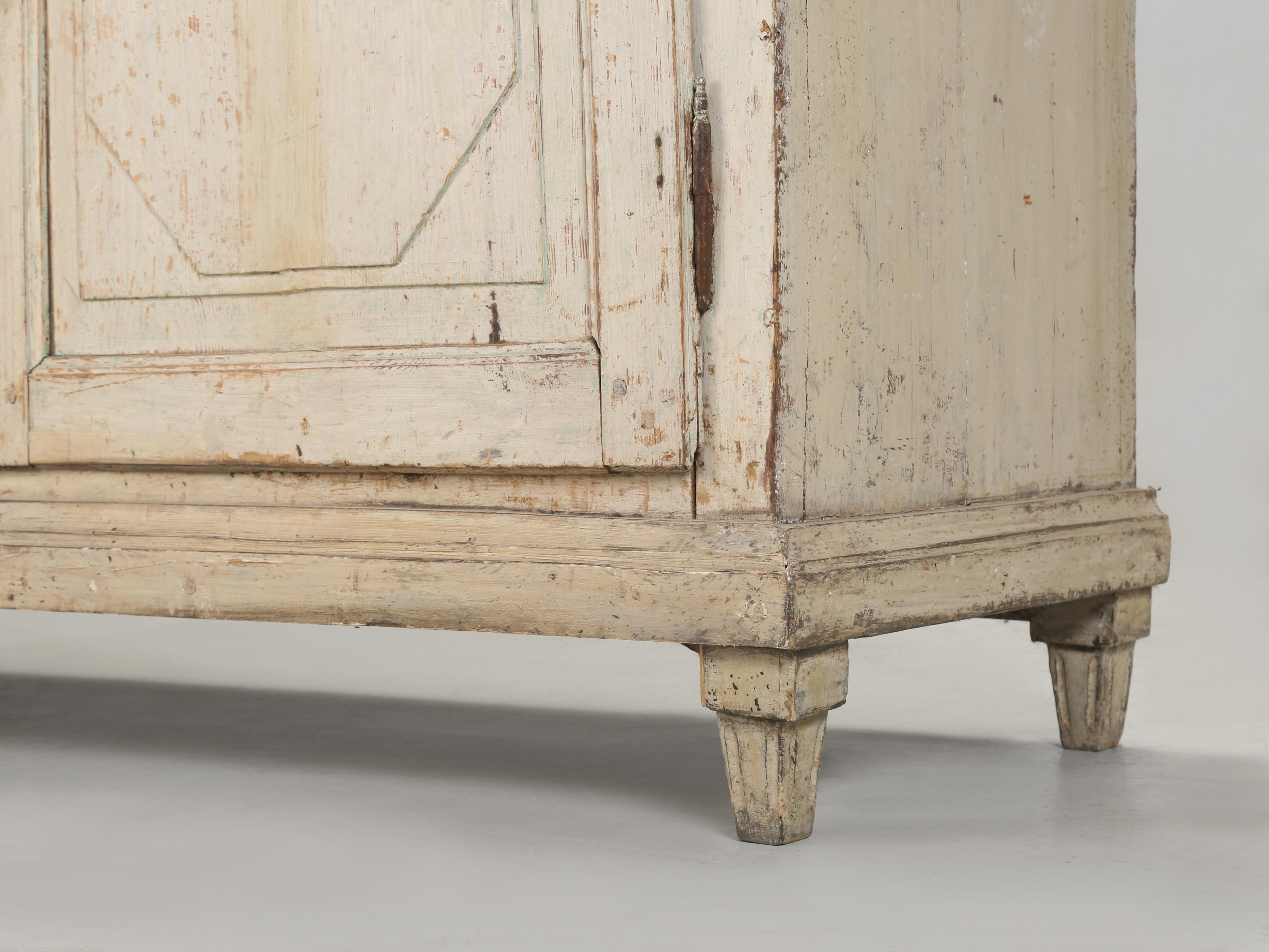 Antique Swedish Buffet late 1800's Original White Paint with (3) Drawers For Sale 4