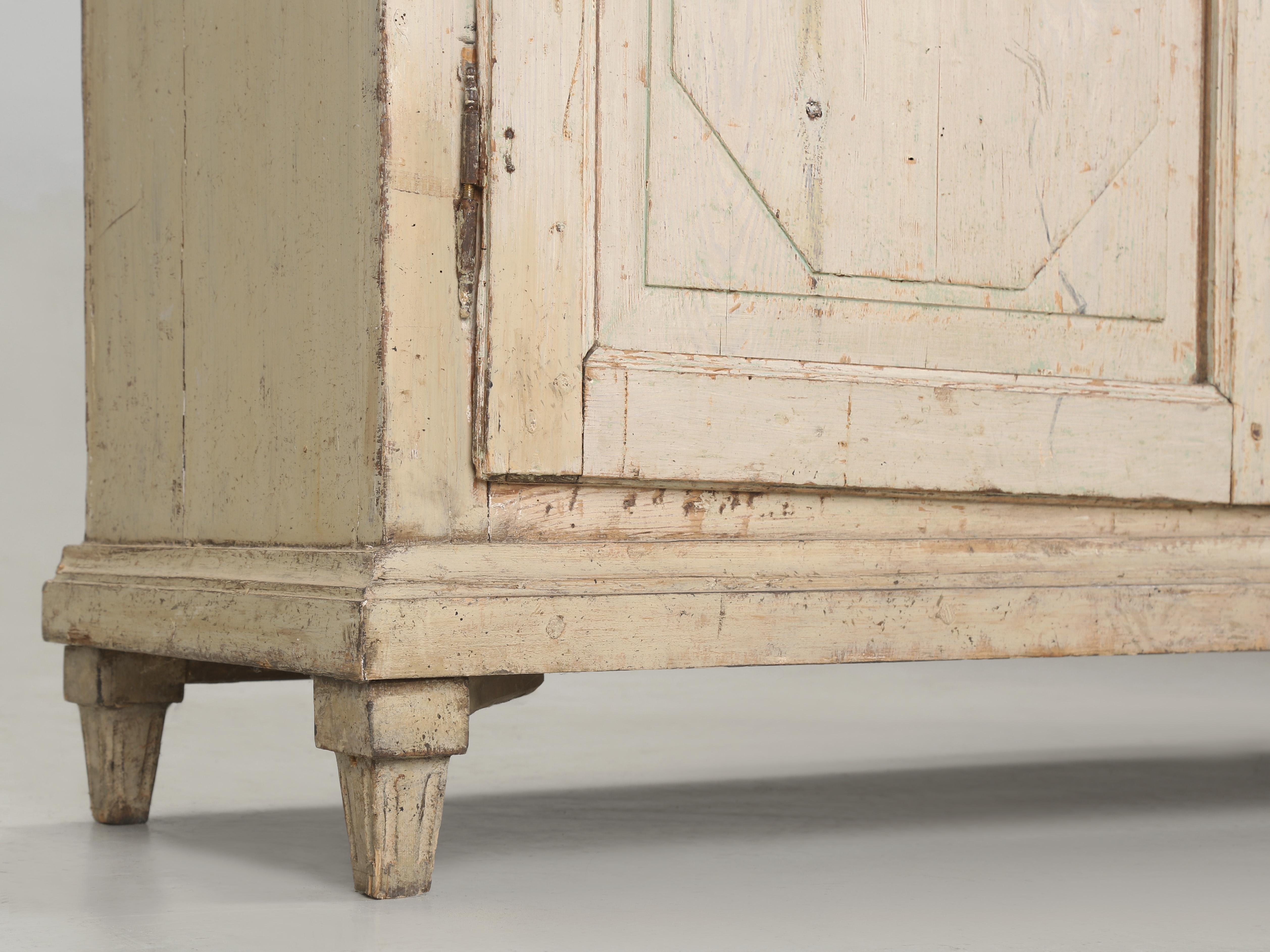 Antique Swedish Buffet late 1800's Original White Paint with (3) Drawers For Sale 5