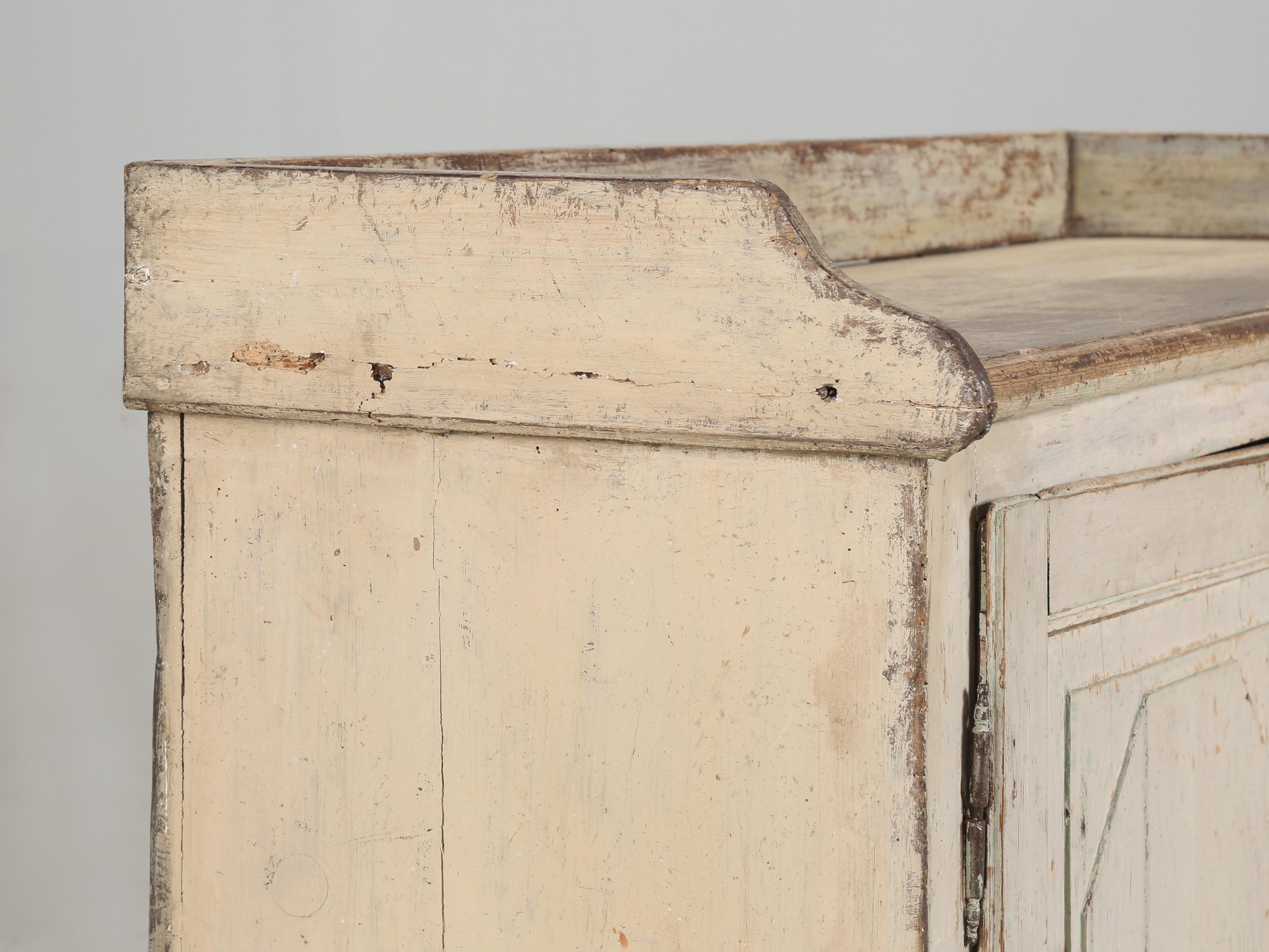 Antique Swedish Buffet late 1800's Original White Paint with (3) Drawers For Sale 1