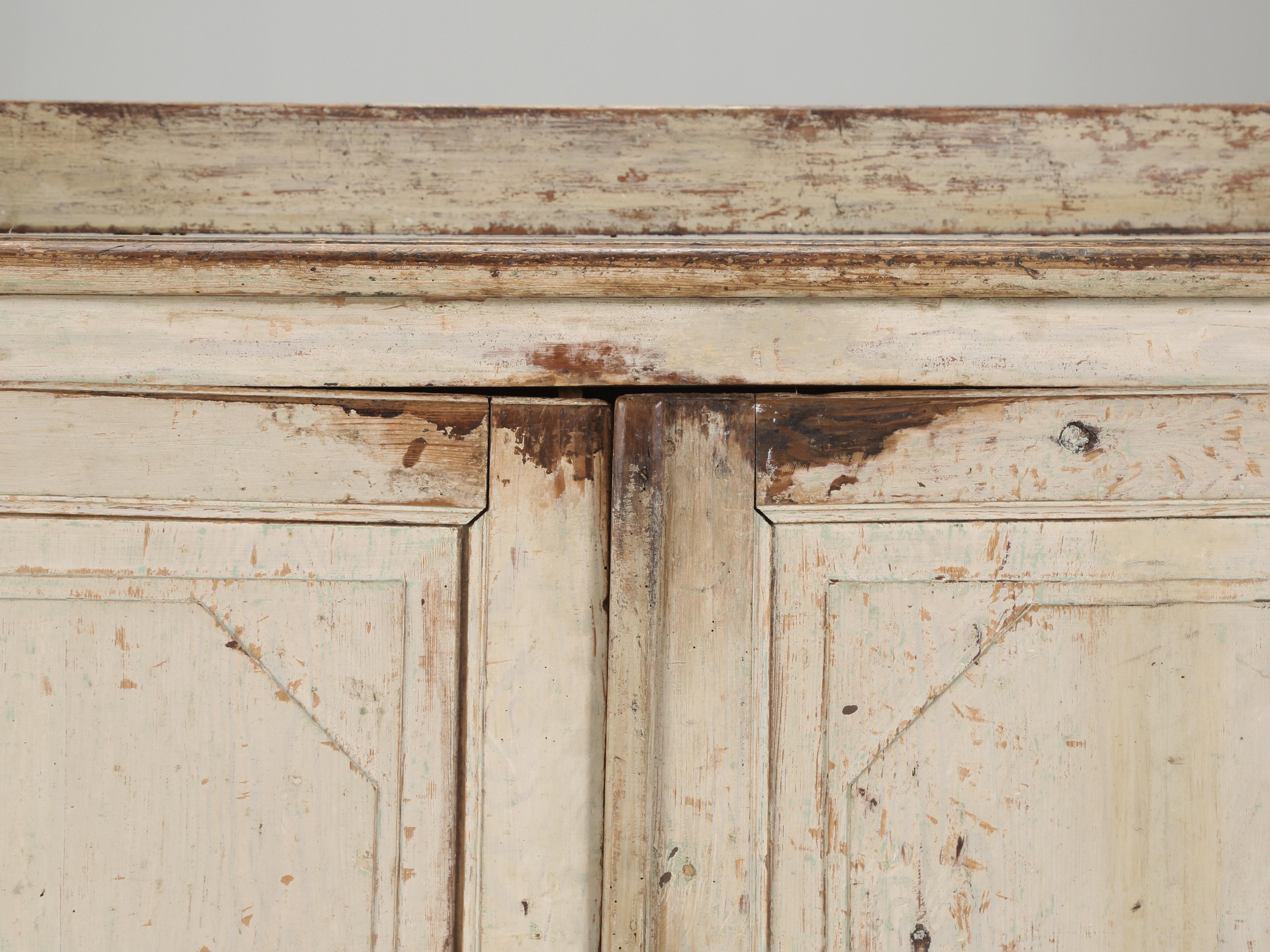 Antique Swedish Buffet late 1800's Original White Paint with (3) Drawers For Sale 2