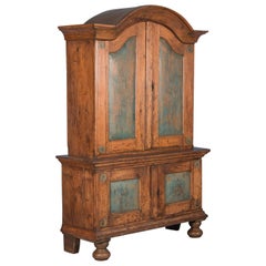 Antique Swedish Cabinet with Original Blue Painted Panels, Remarkable Patina