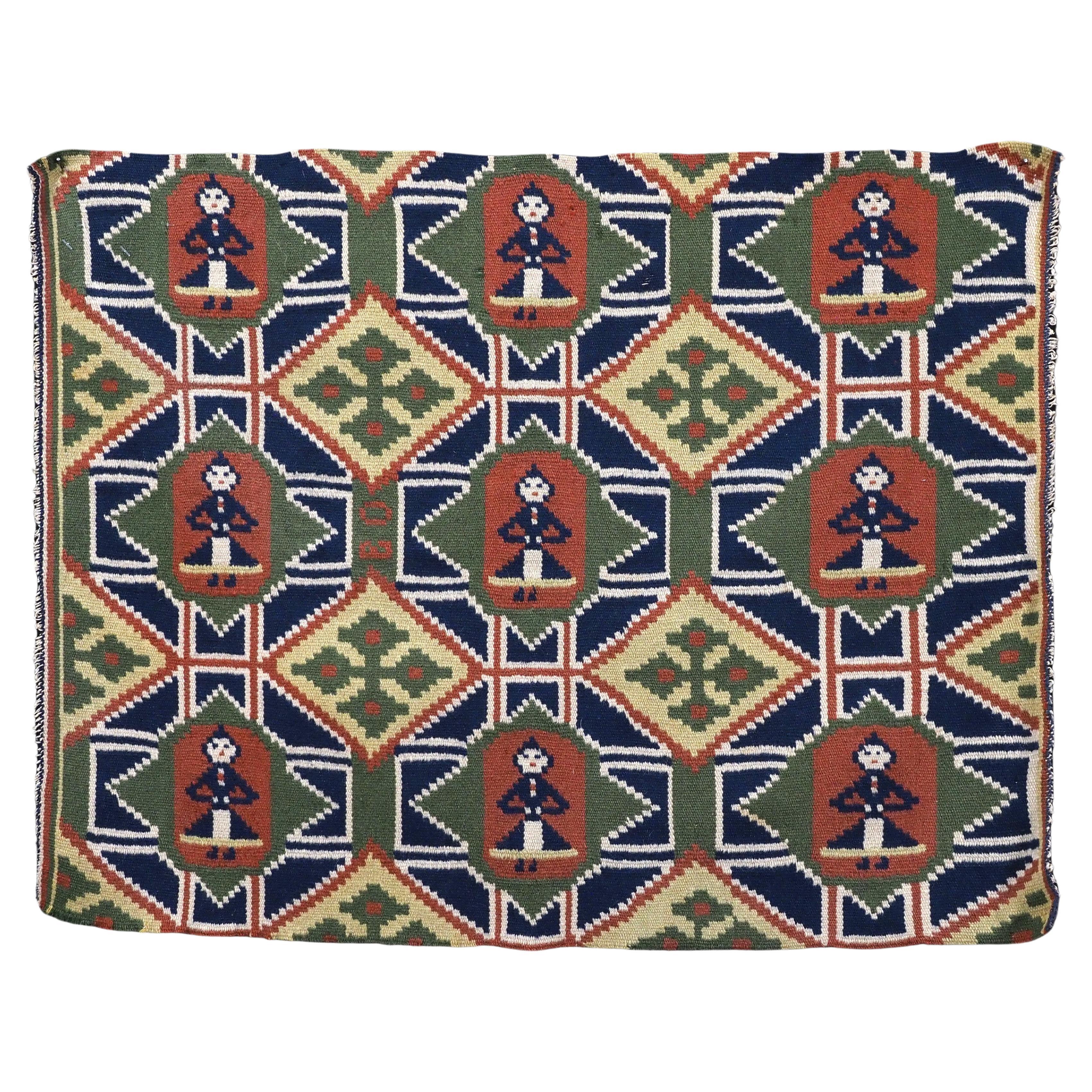 Antique Swedish carriage cushion cover face.  Mid 19th century. For Sale