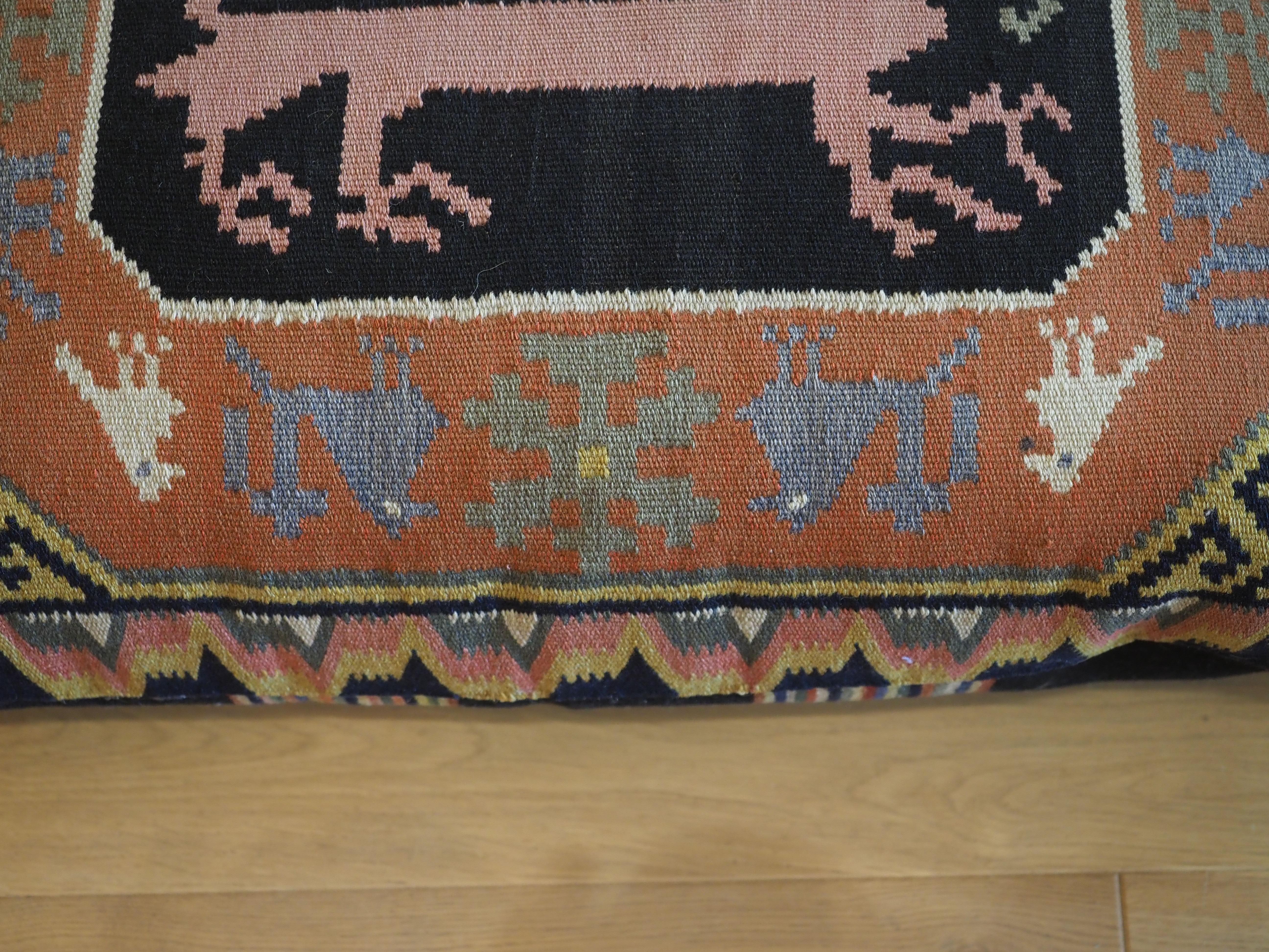 Wool Antique Swedish carriage cushion, filled and ready for use.  Mid 19th century. For Sale