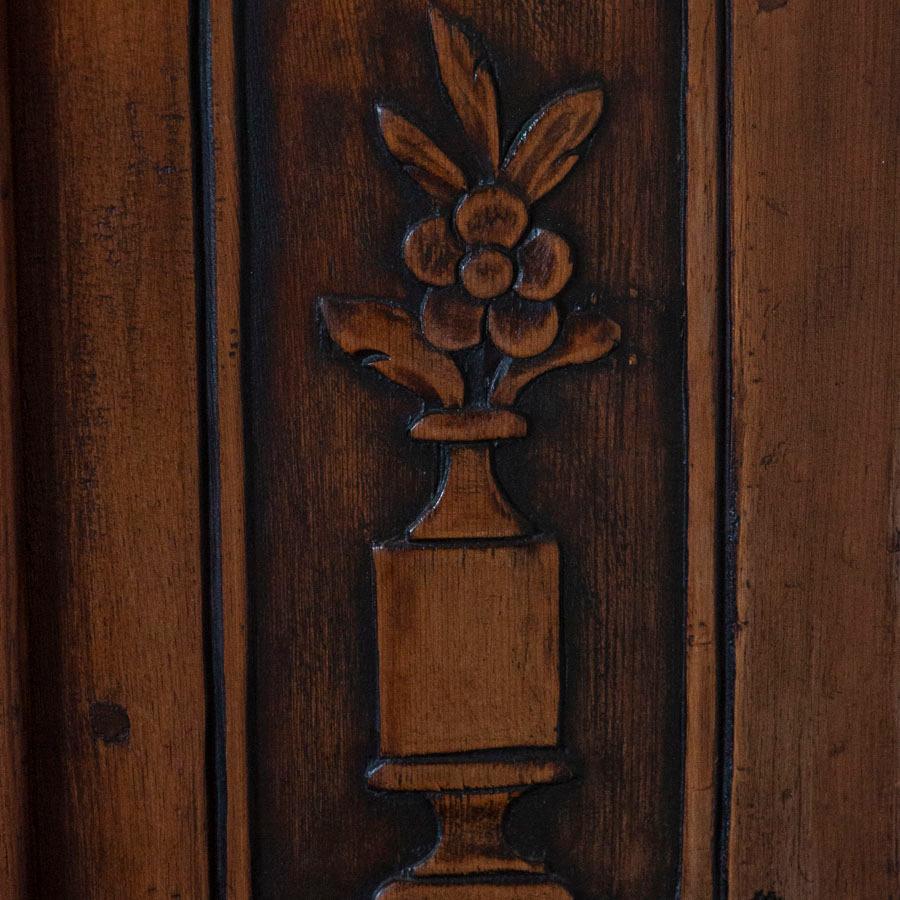 19th Century Antique Swedish Carved Pine Corner Cabinet Cupboard
