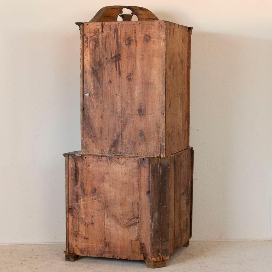 Wood Antique Swedish Carved Pine Corner Cabinet Cupboard