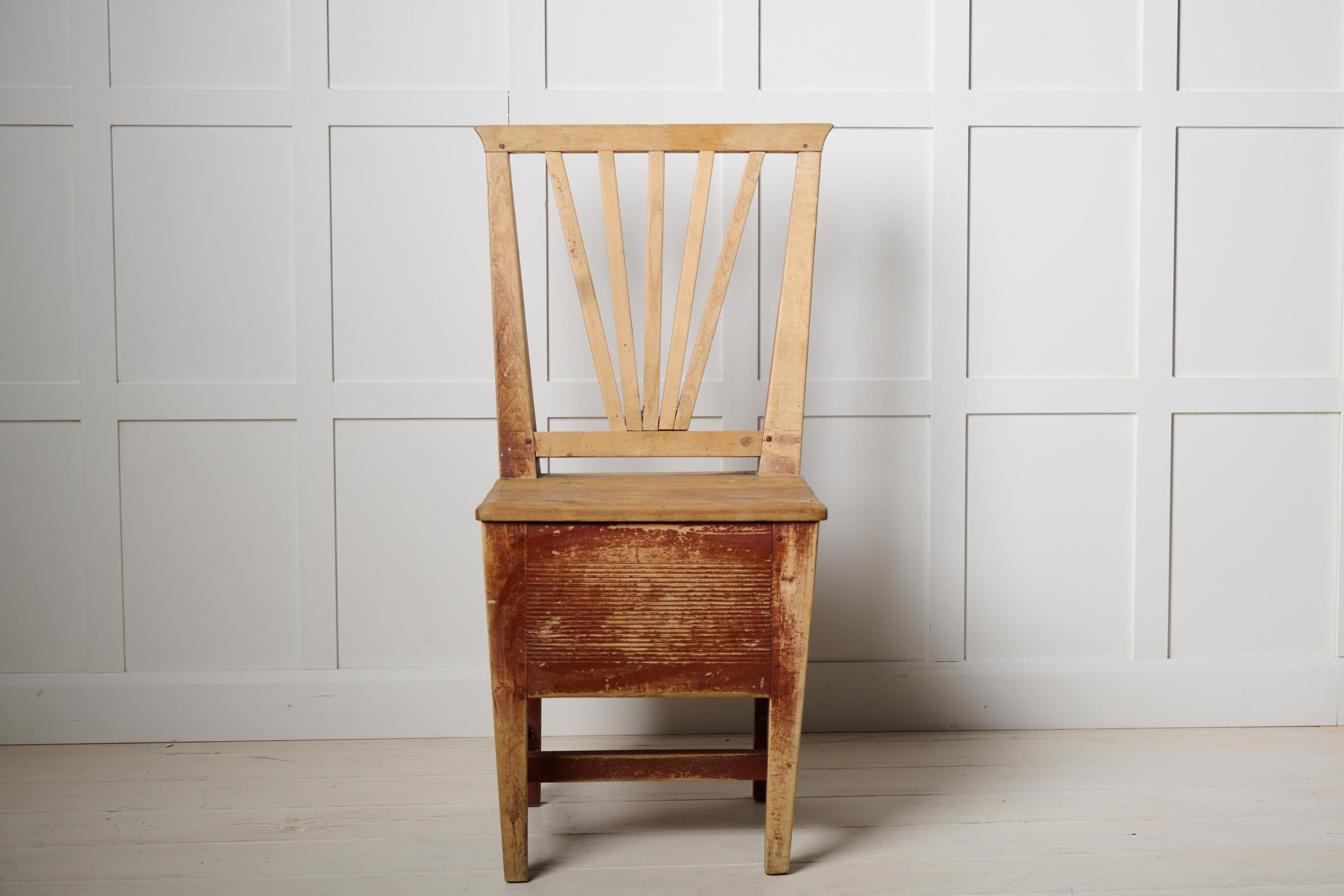 Hand-Crafted Antique Swedish Charming Folk Art Chair, Original Condition with Genuine Patina For Sale