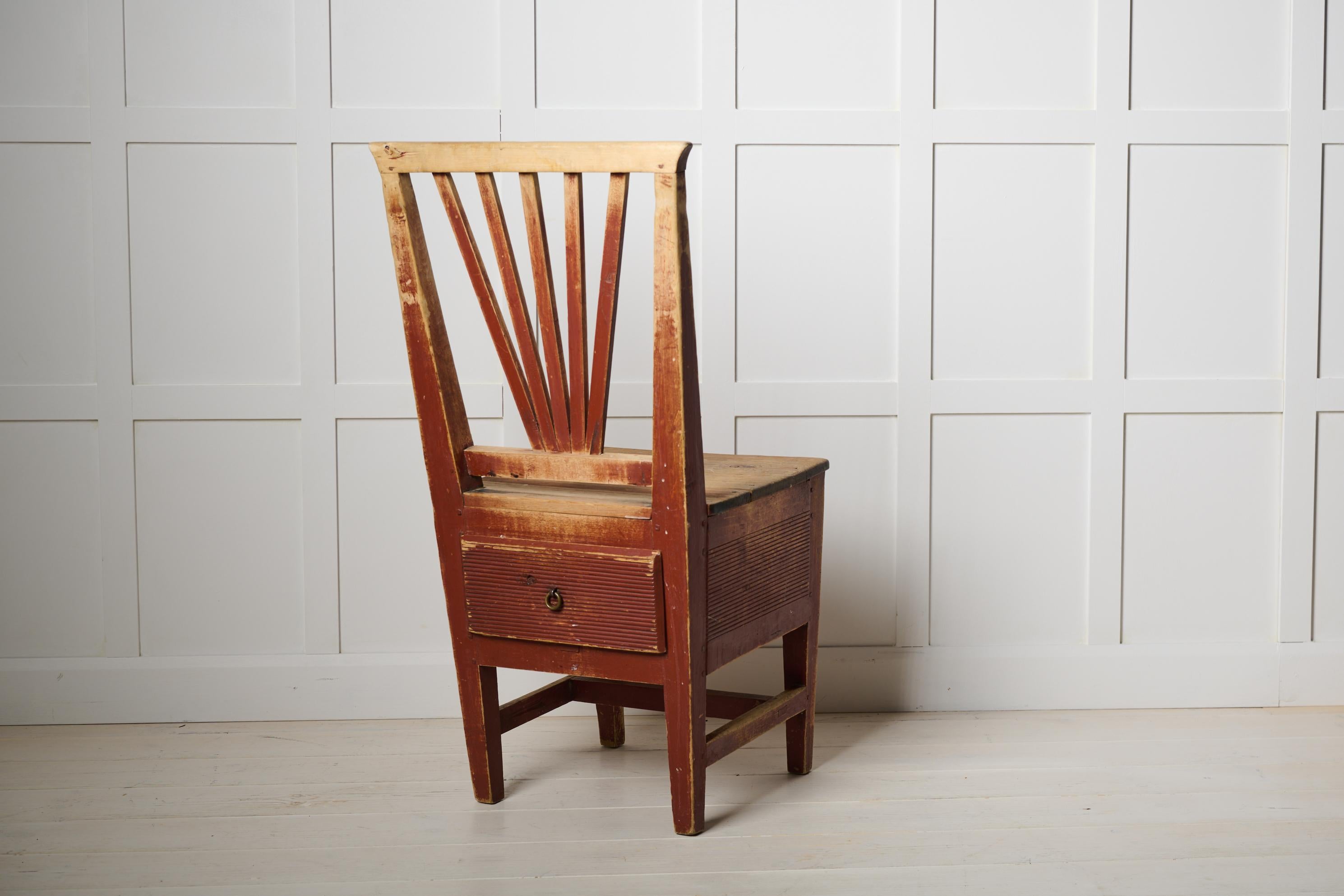 19th Century Antique Swedish Charming Folk Art Chair, Original Condition with Genuine Patina For Sale