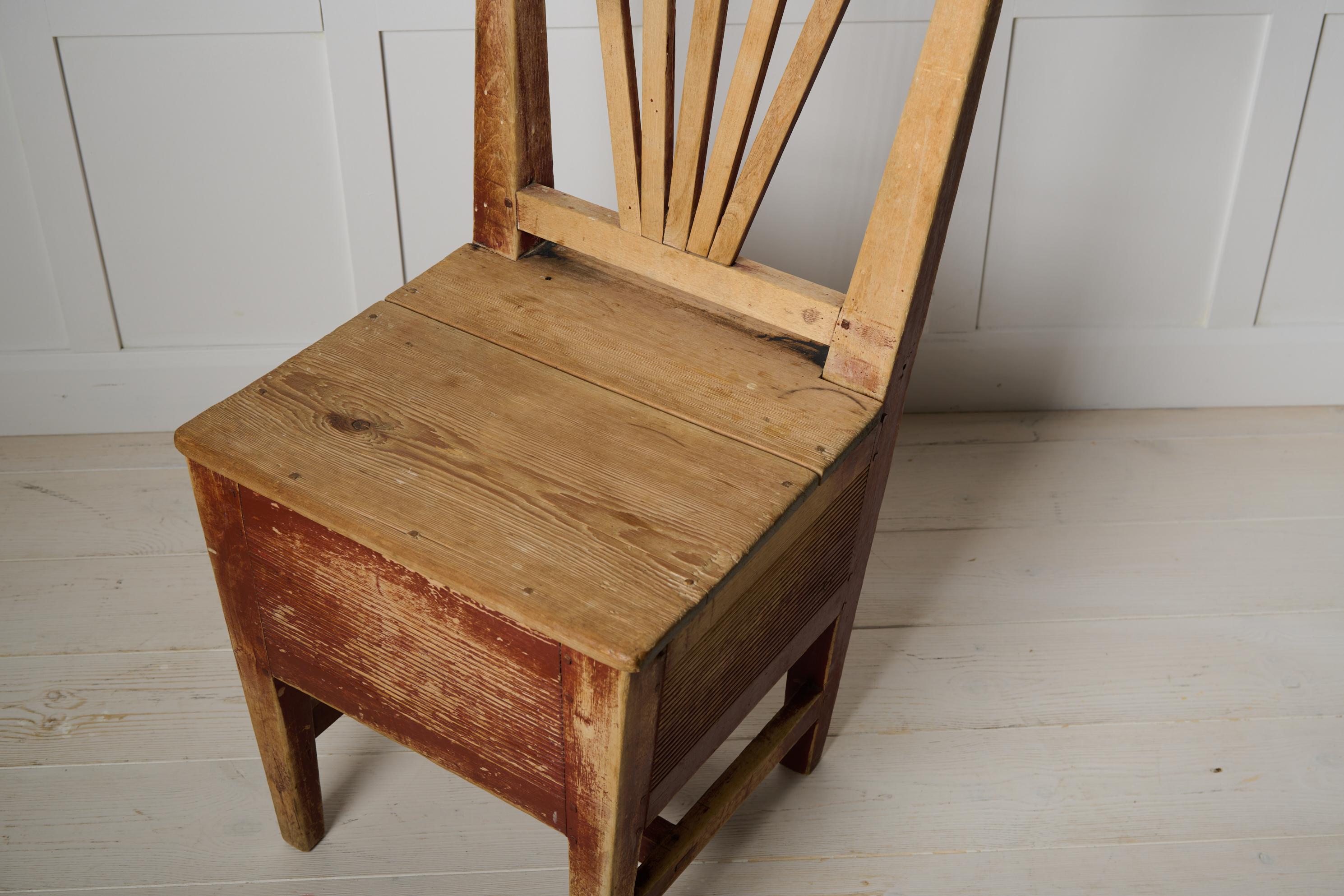 Antique Swedish Charming Folk Art Chair, Original Condition with Genuine Patina For Sale 3