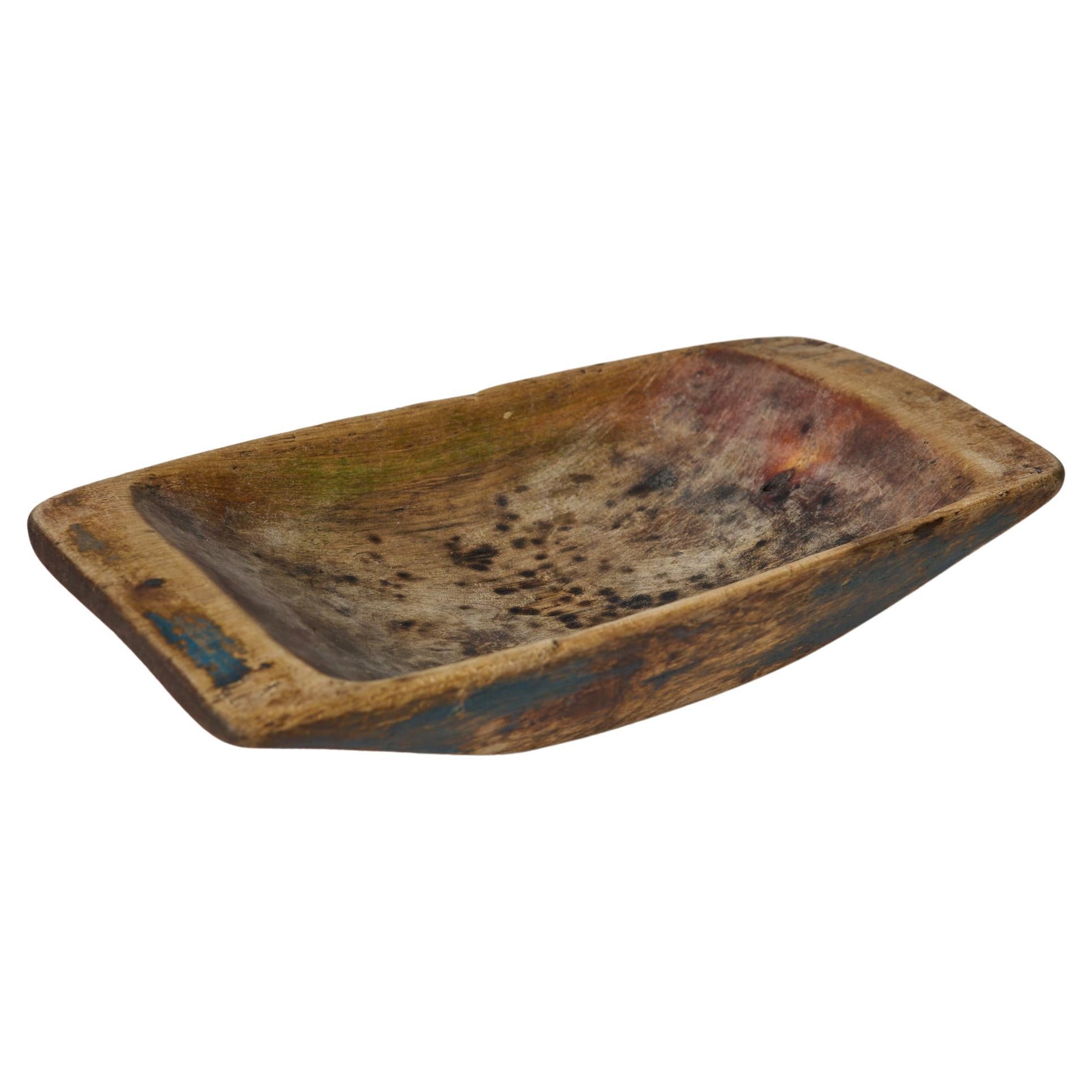 Antique Swedish Charming Small Folk Art Trough with Original Paint and Patina