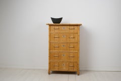 Antique Swedish Chest of Drawers in Colonial Style with Rattan and Bamboo Decor