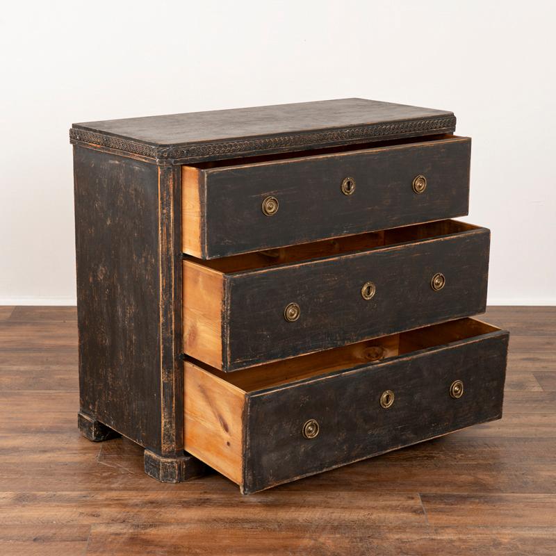Antique Swedish Chest of Drawers Painted Black In Good Condition In Round Top, TX