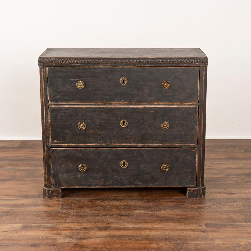 19th Century Antique Swedish Chest of Drawers Painted Black