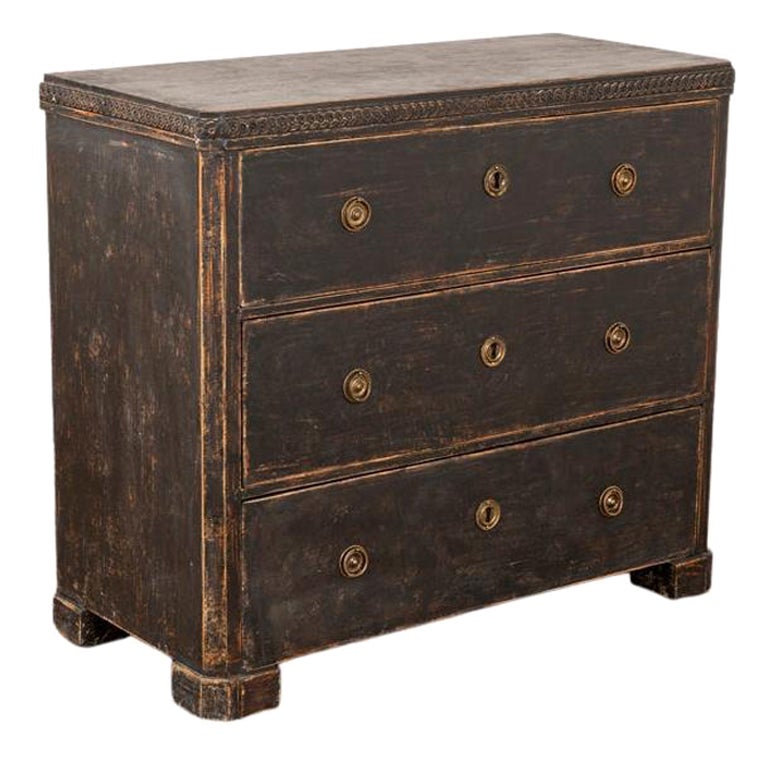 Antique Swedish Chest of Drawers Painted Black
