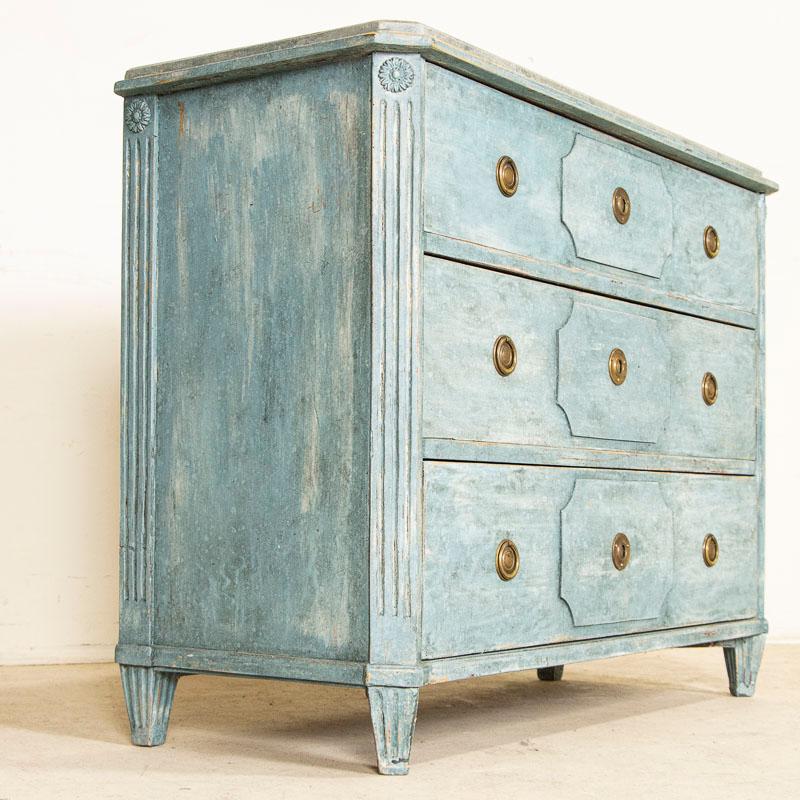 Antique Swedish Chest of Drawers, Painted Blue 2