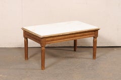 Antique Swedish Coffee Table w/White Marble Top