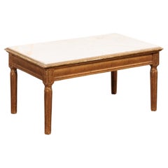 Antico tavolino svedese con piano in marmo bianco