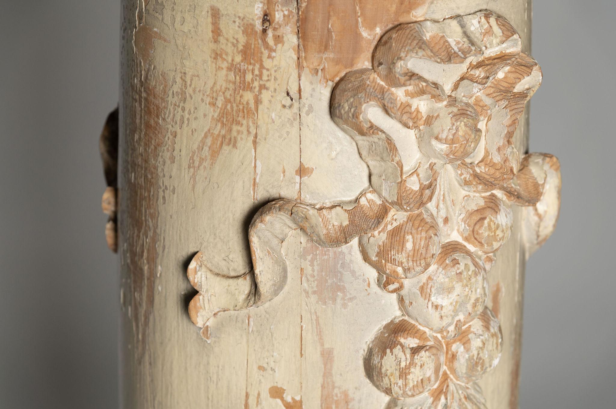 Antike schwedische Säule, Sockel, Massivholz,  19. Jahrhundert  (Holz) im Angebot