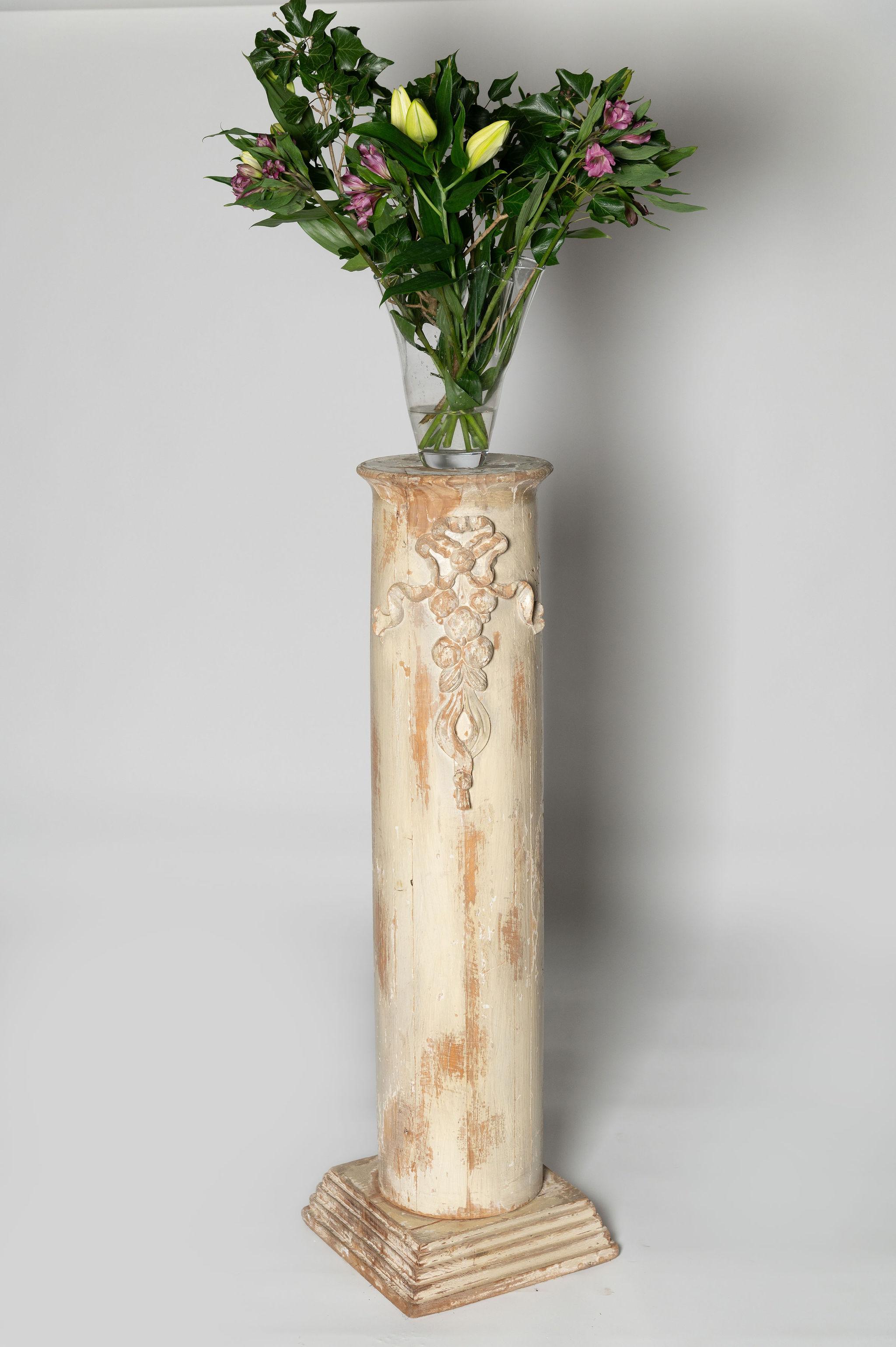 colonne suédoise ancienne, socle, bois massif,  19ème siècle  en vente 1