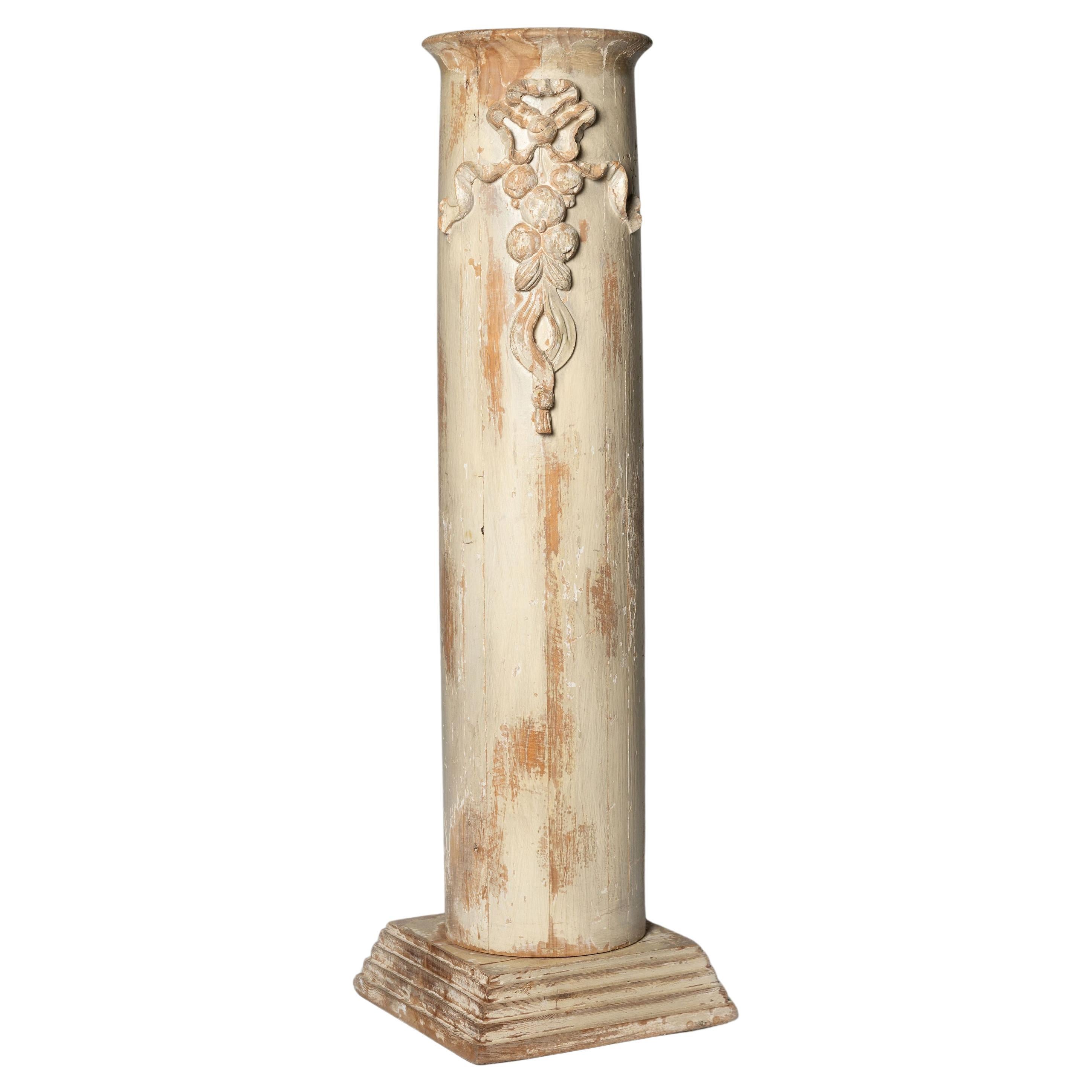 colonne suédoise ancienne, socle, bois massif,  19ème siècle  en vente