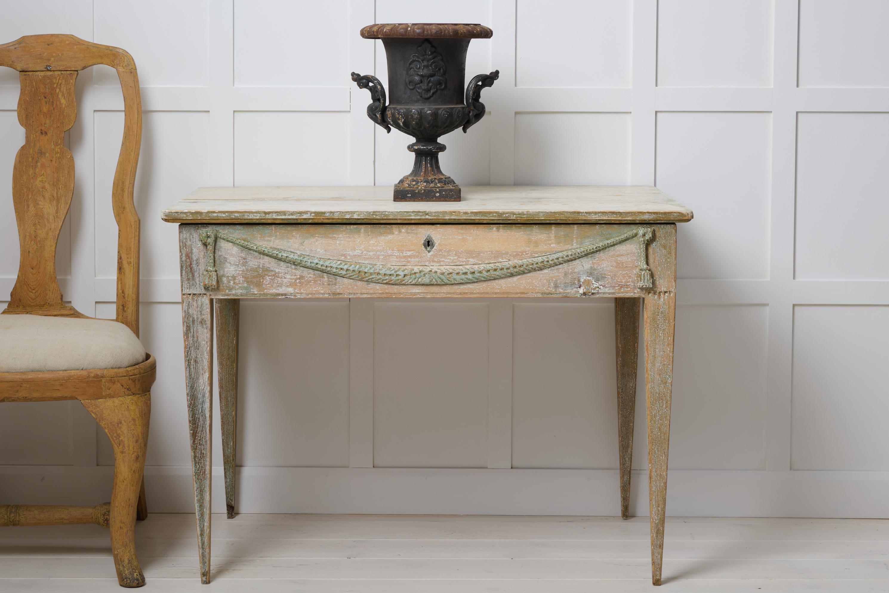 Hand-Crafted Antique Swedish Console or Wall Table in Gustavian Style with Original Paint
