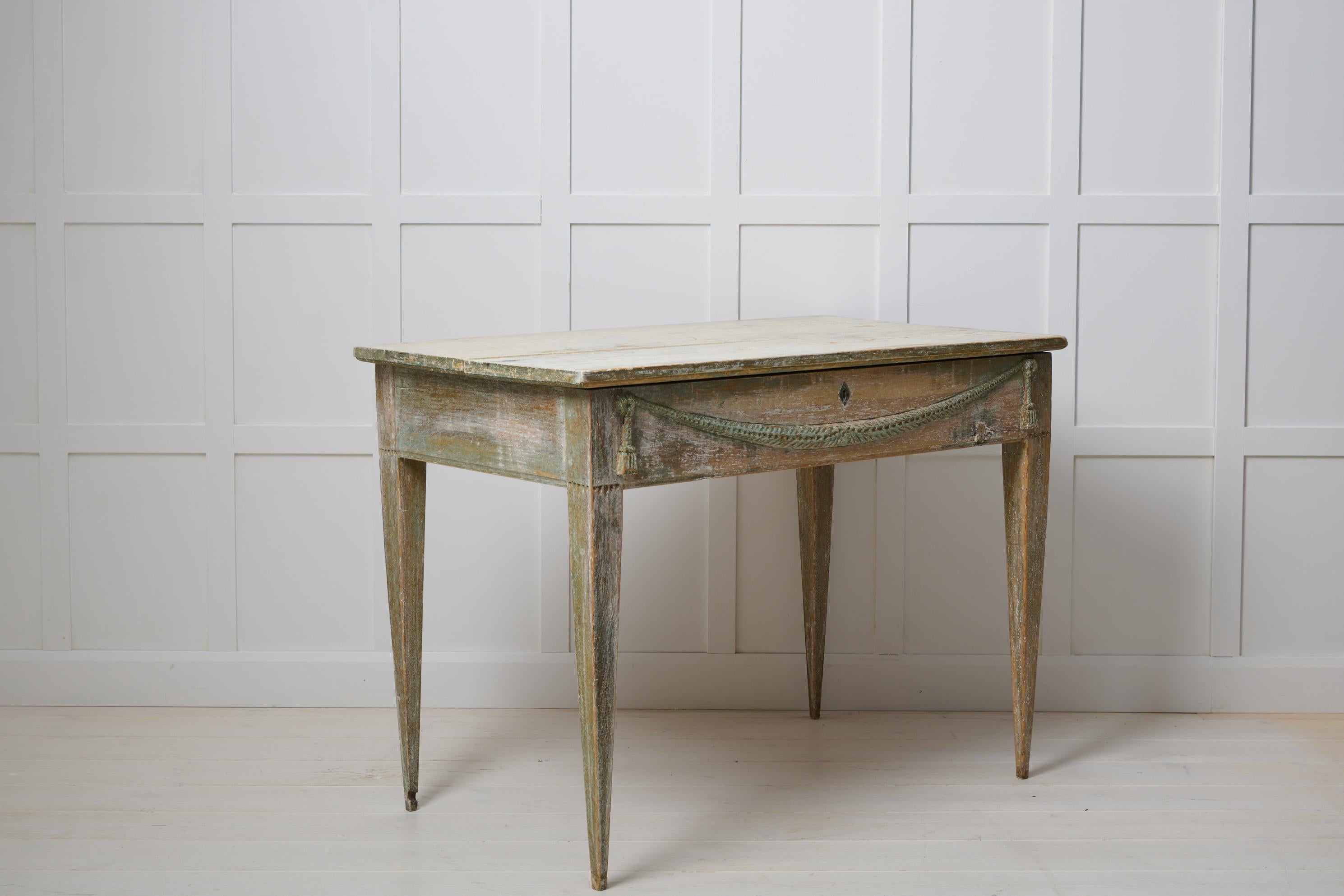 Pine Antique Swedish Console or Wall Table in Gustavian Style with Original Paint
