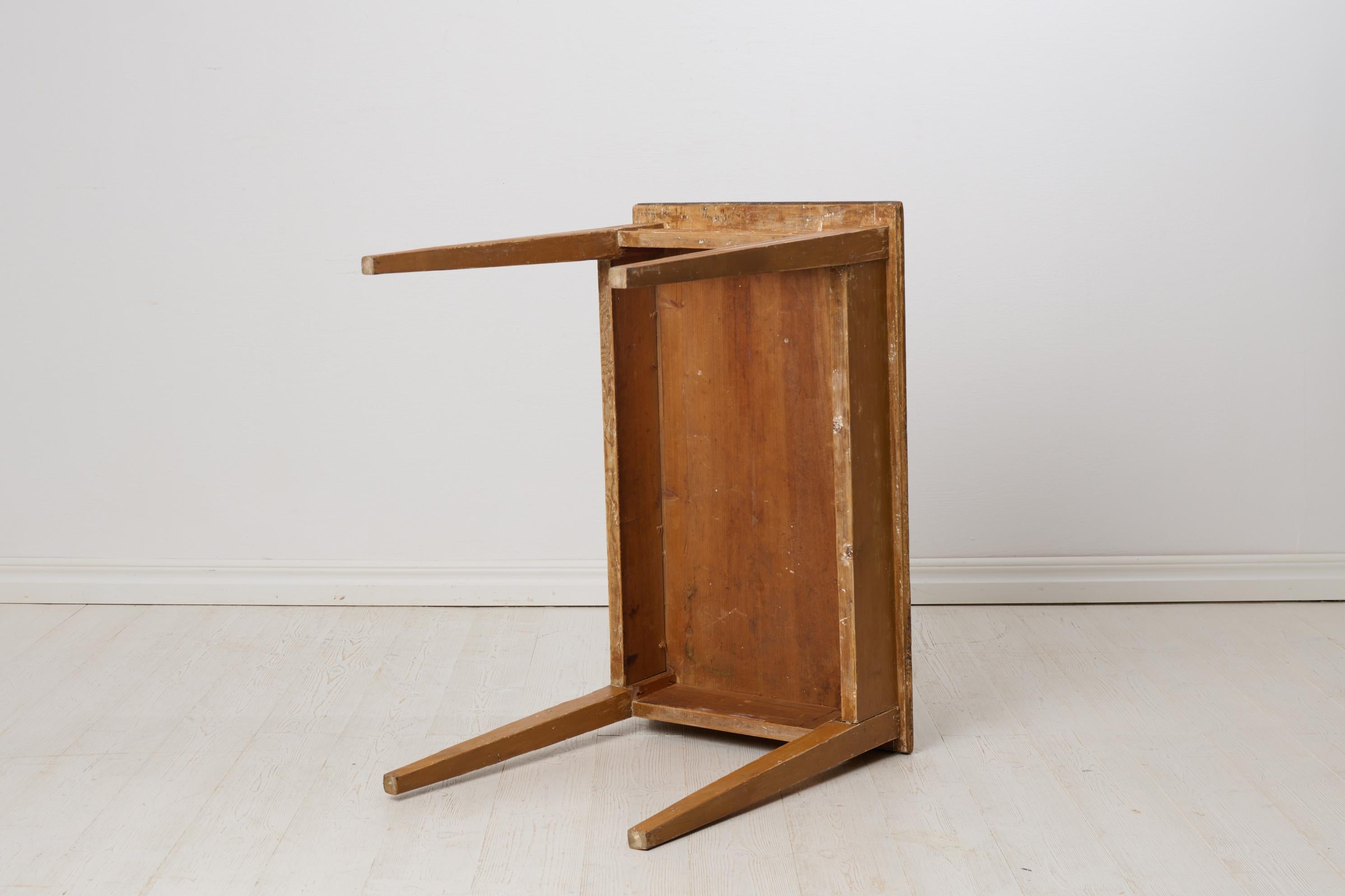 Pine Antique Swedish Console Table with Original Paint and Gustavian Carved Decor For Sale