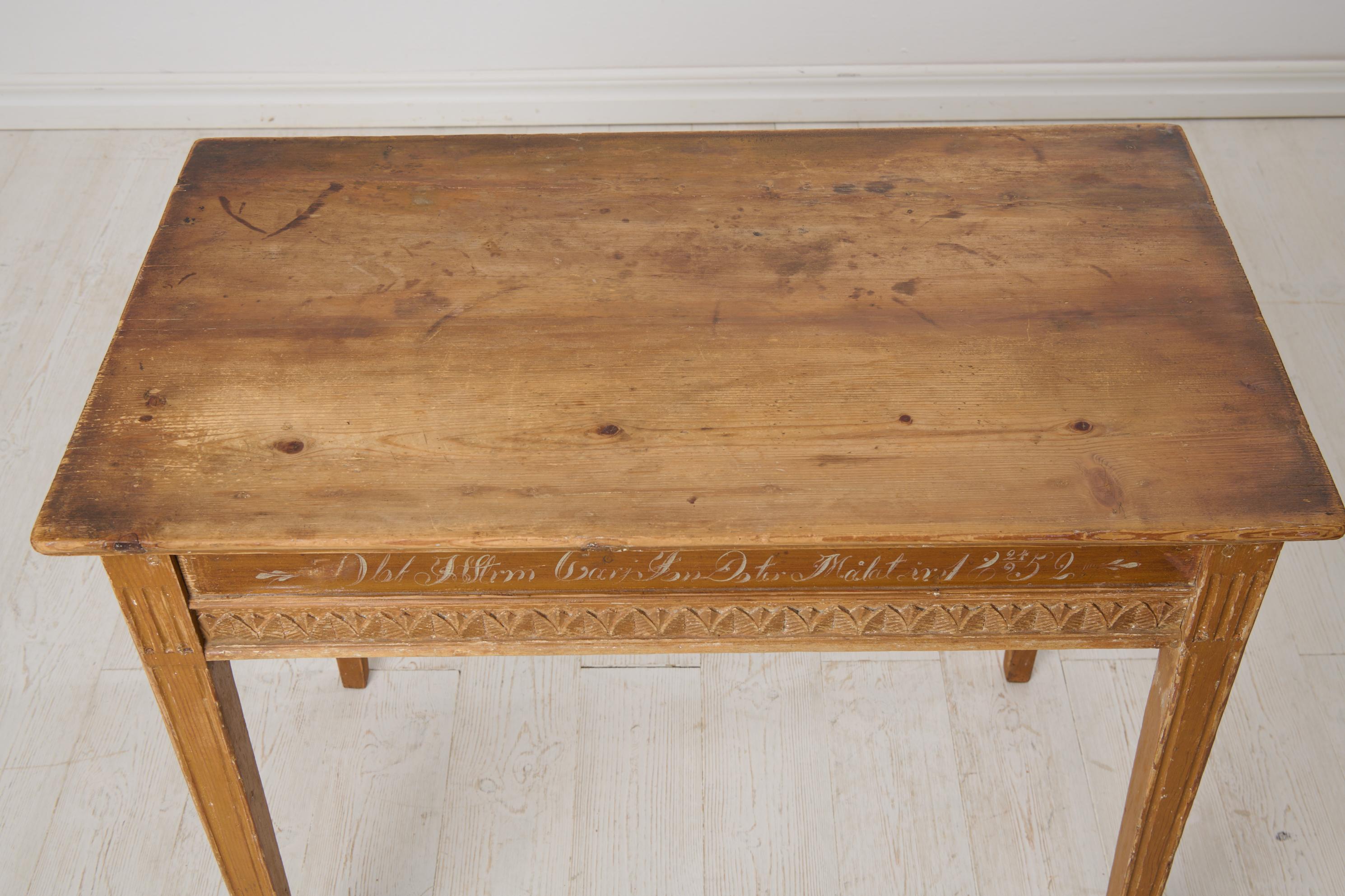 Antique Swedish Console Table with Original Paint and Gustavian Carved Decor For Sale 1