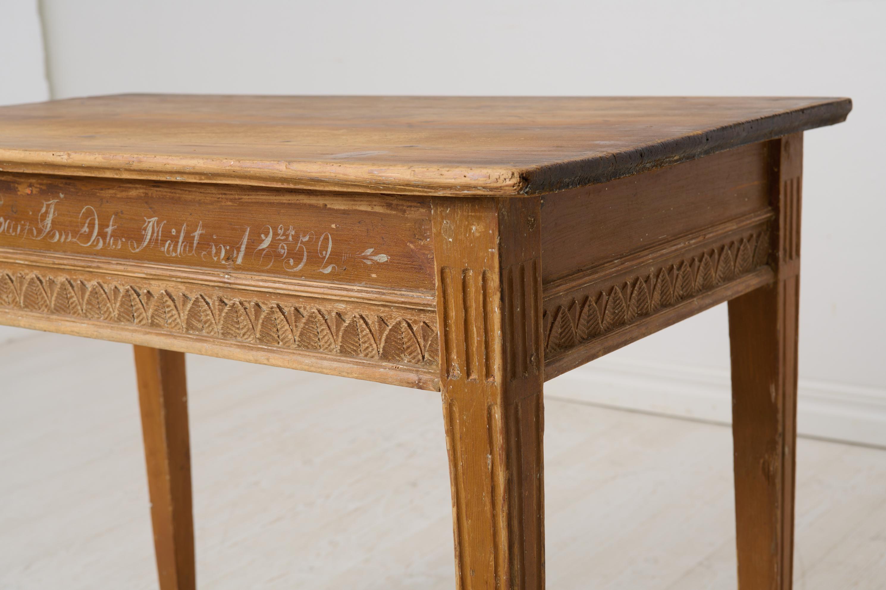 Antique Swedish Console Table with Original Paint and Gustavian Carved Decor For Sale 2