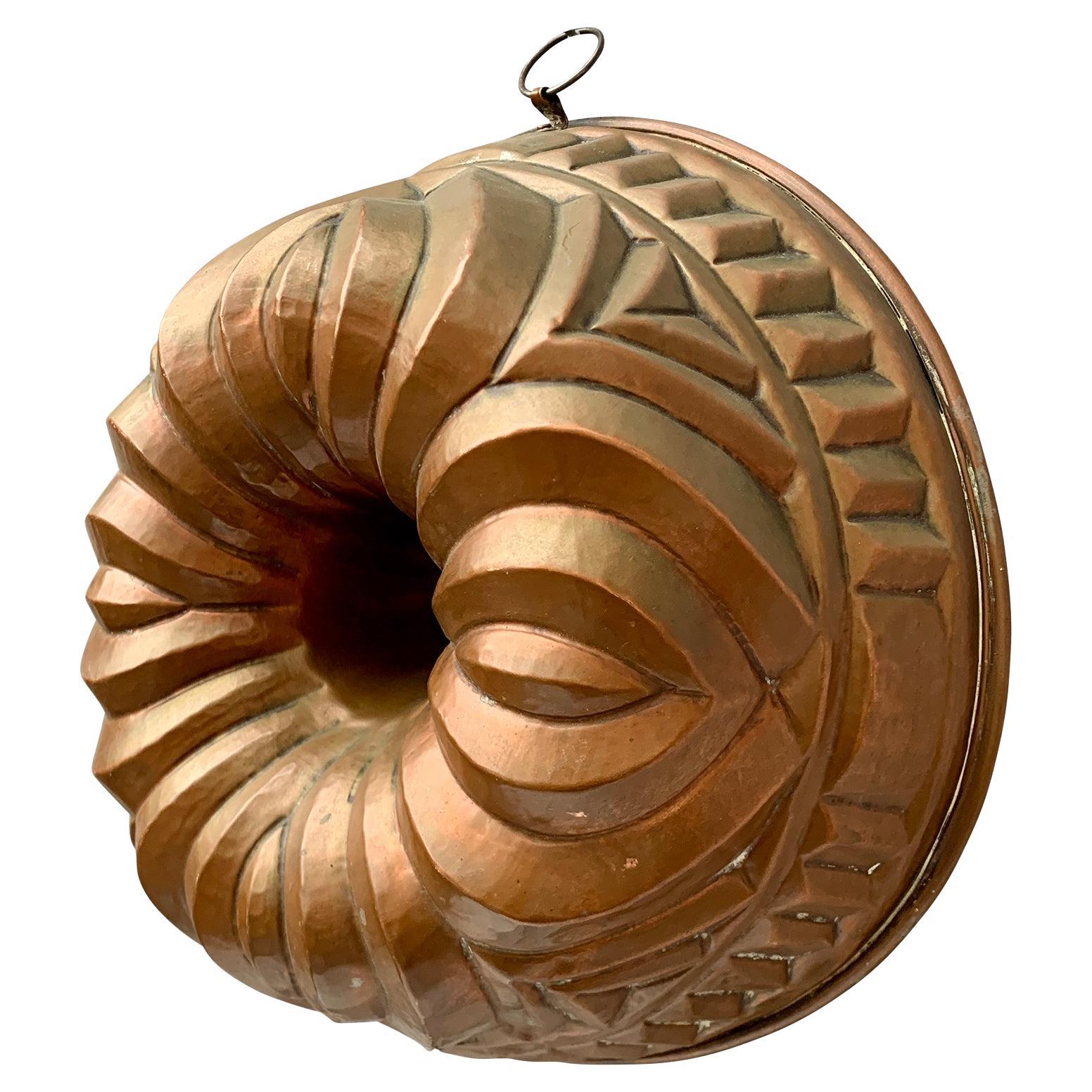 Molde sueco antiguo de cobre para hornear tartas