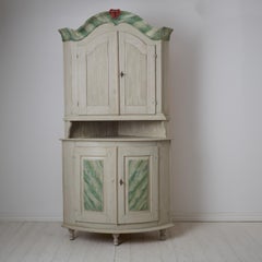 Antique Swedish Corner Cabinet from Transitional Time Rococo to Neoclassical