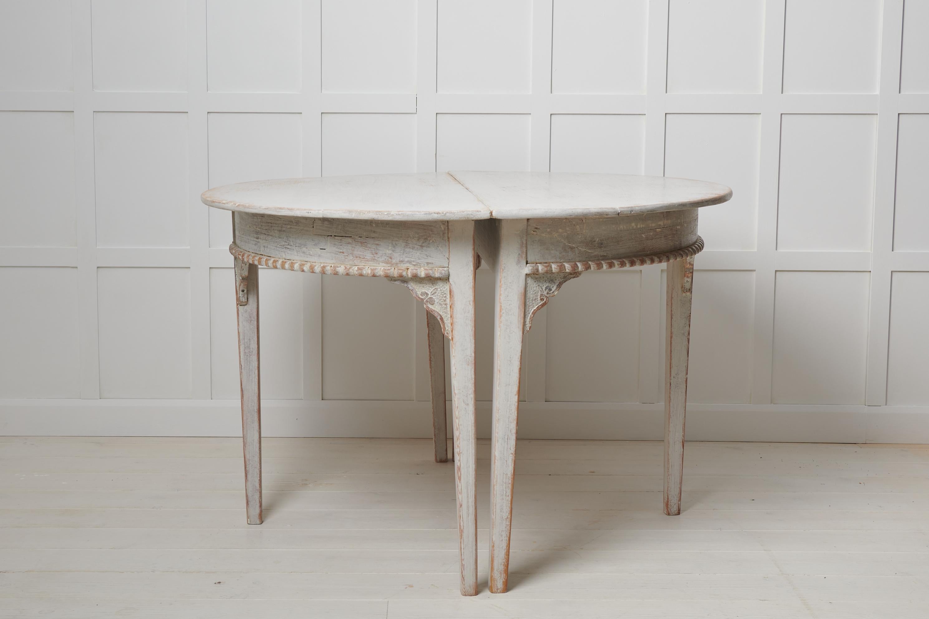 Hand-Crafted Antique Swedish Country Gustavian Style Demilune Table