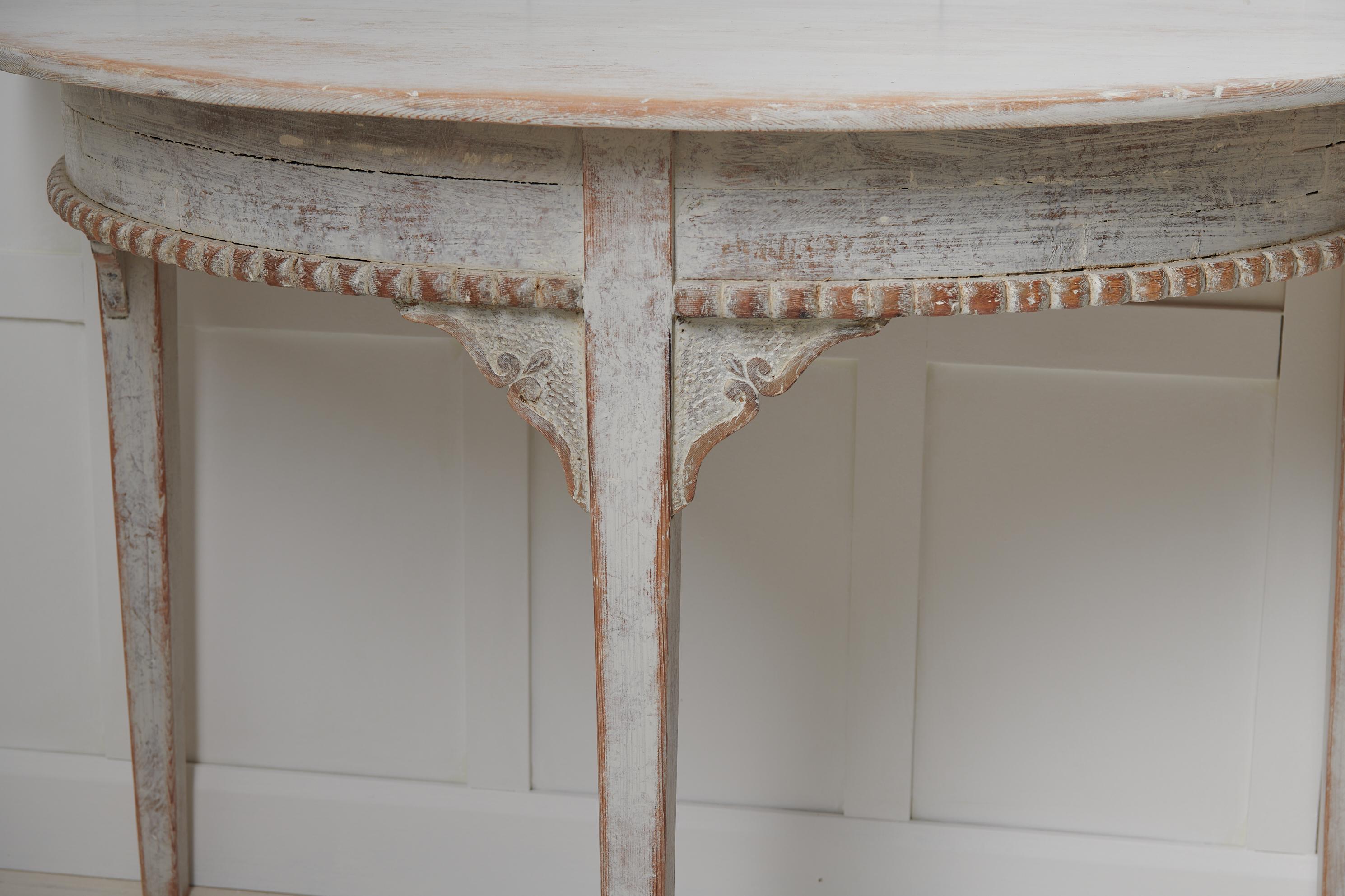 Antique Swedish Country Gustavian Style Demilune Table 1