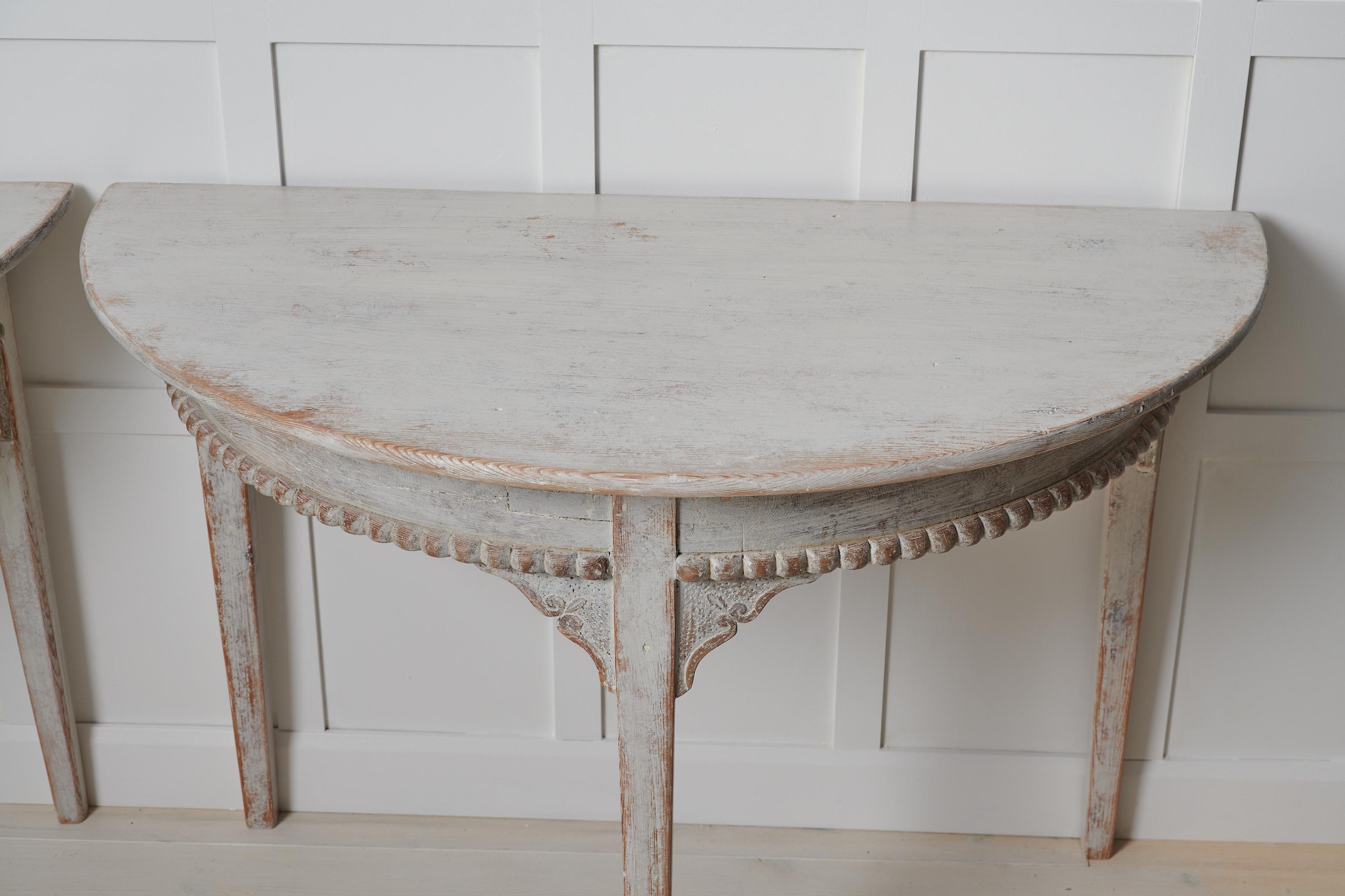 Antique Swedish Country Gustavian Style Demilune Table 2