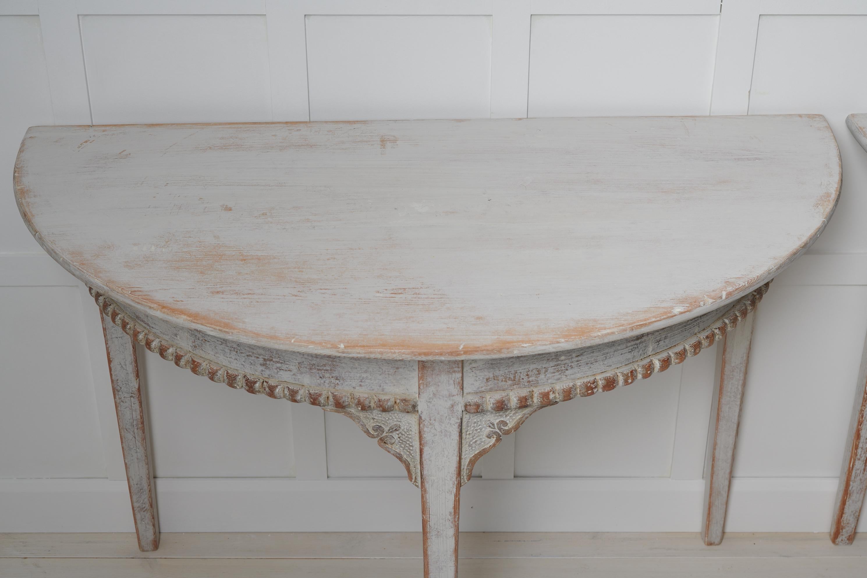 Antique Swedish Country Gustavian Style Demilune Table 3