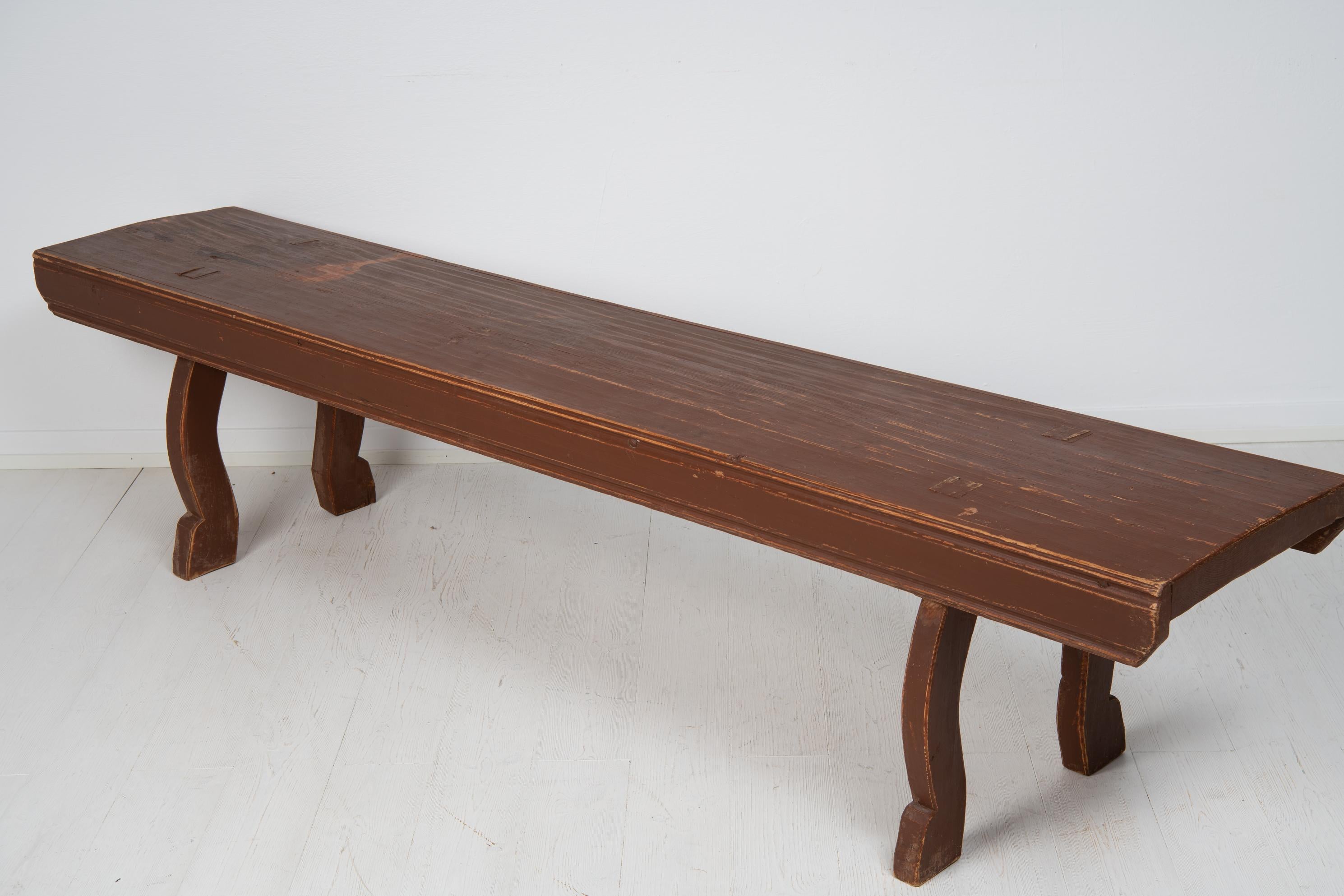 Antique Swedish Country House Pine Bench In Good Condition For Sale In Kramfors, SE