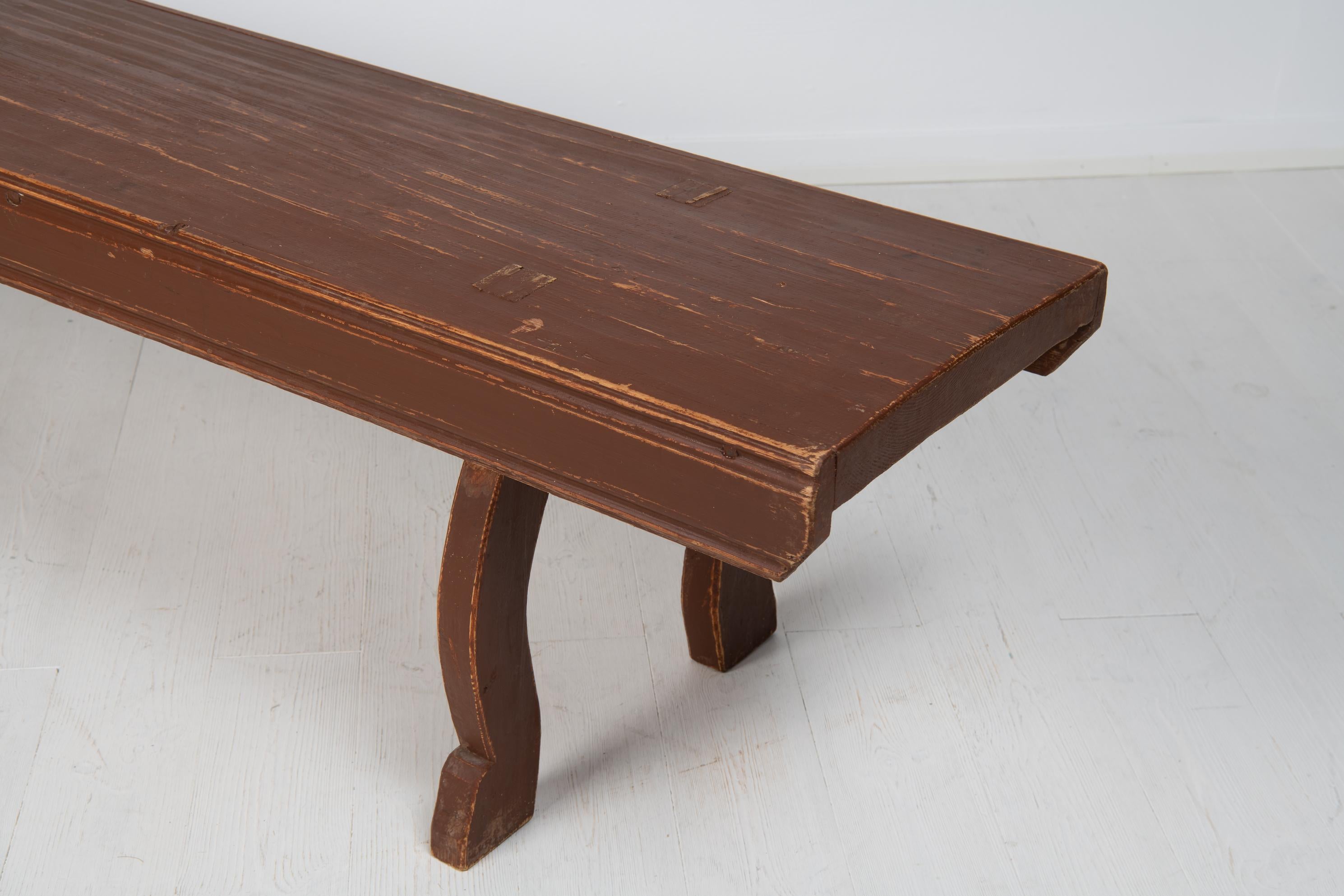 19th Century Antique Swedish Country House Pine Bench For Sale
